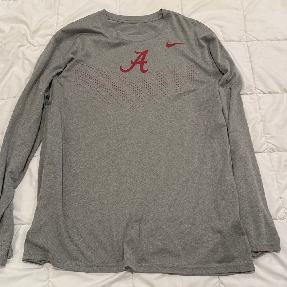 Nike Dri-fit University of Alabama Team Issued Gray Long Sleeve Tee
